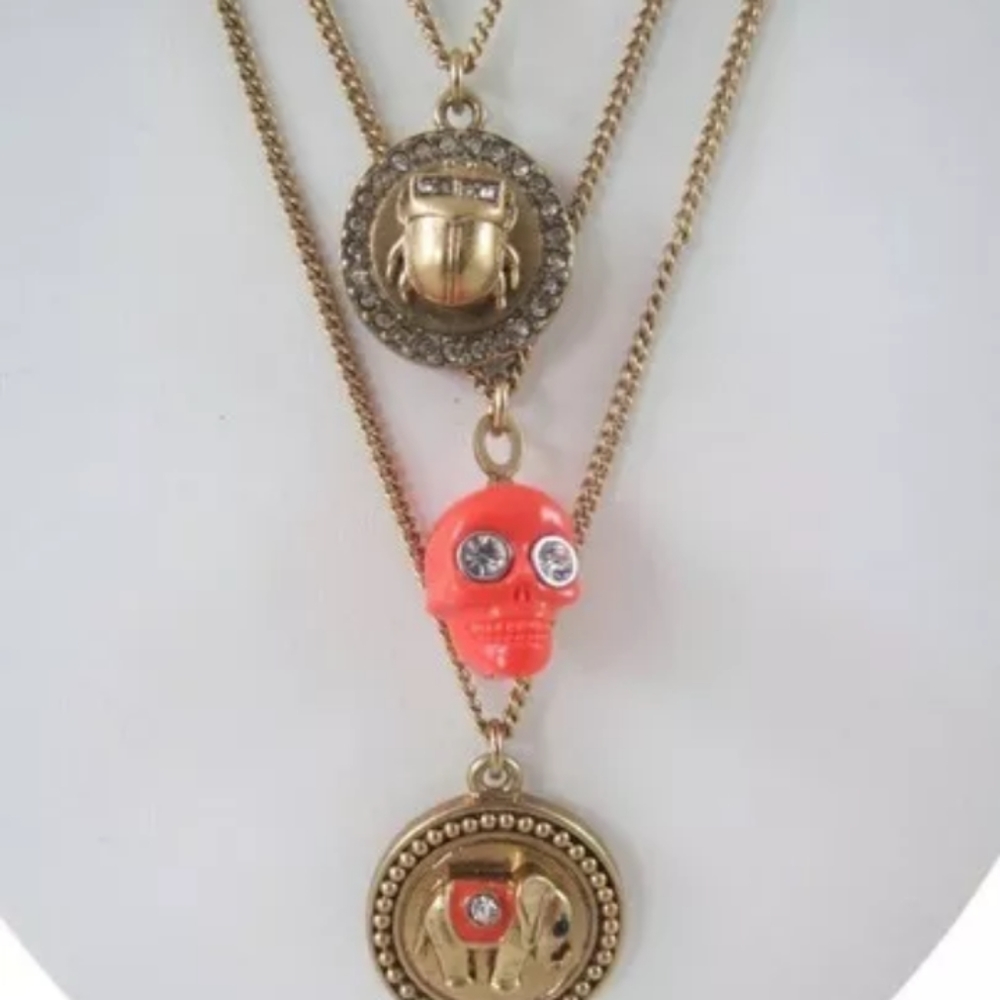 $68 Juicy Couture three row gold pendant necklace triple chain